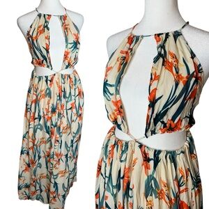 The Sang Tropical Cut Out Halter Maxi Dress